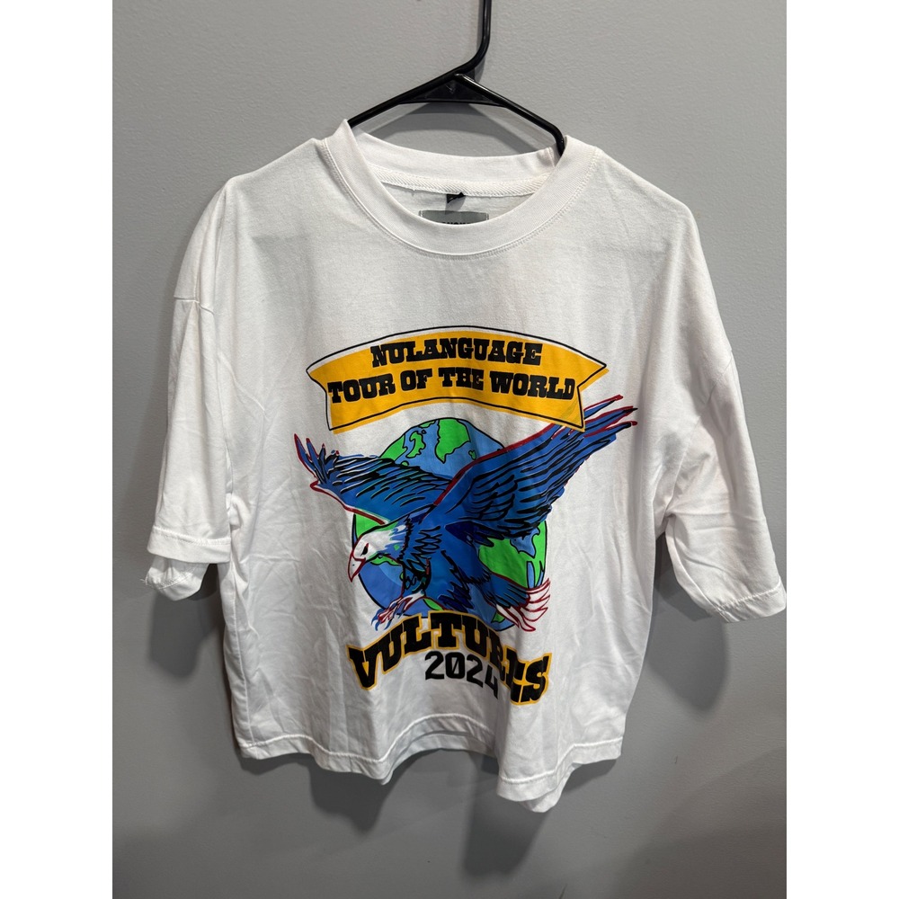 Nulanguage Vultures 2024 Tour of the World White Graphic T-Shirt Mens Medium